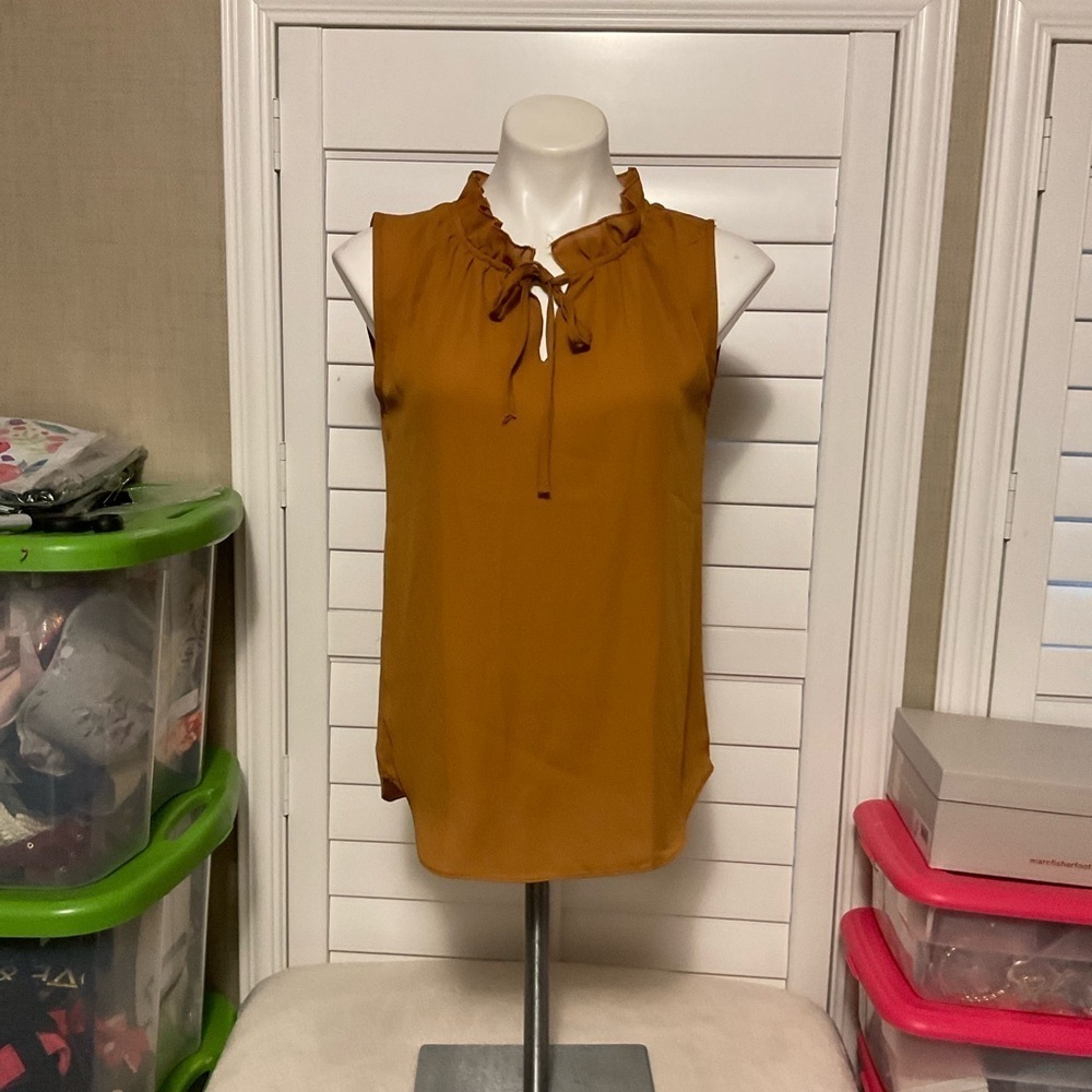 Jon & Anna Mustard Ruffle Neck Blouse